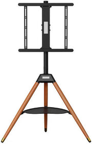 حامل تلفزيون أرضي ثلاثي القوائم بأرجل خشبية، مناسب لأجهزة التلفزيون ذات الشاشات المسطحة من 32 إلى 65 بوصة