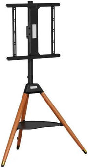 حامل تلفزيون أرضي ثلاثي القوائم بأرجل خشبية، مناسب لأجهزة التلفزيون ذات الشاشات المسطحة من 32 إلى 65 بوصة