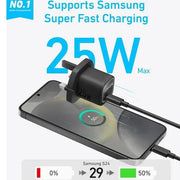 شاحن أنكر 25 واط صغير الحجم بمنفذ USB-C، شاحن فائق السرعة، نظام أمان - أسود
