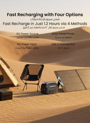 محطة بطارية محمولة من باورولوجي بقدرة 1800 واط وسعة 1024 واط/ساعة - أسود